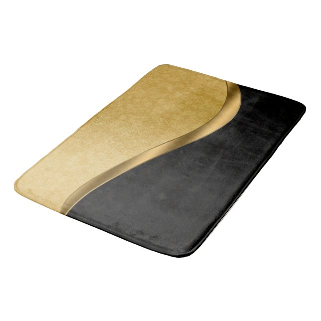 Black and Gold Bathroom Mat Large (Angled)