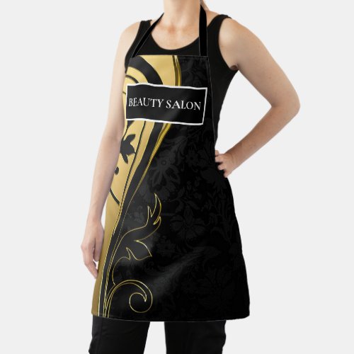 Black And Gold Beauty Salon Apron