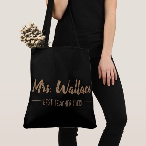 black and gold best teacher ever teacher fashion tote bag