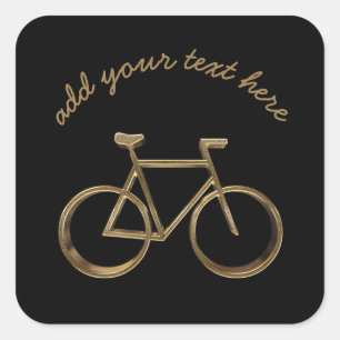 Black and Gold Bike Bicycle Cycling Cyclist Square Sticker