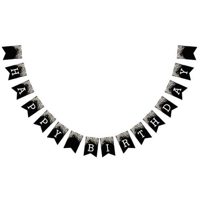 Black and Gold Birthday Bunting Flags (All)