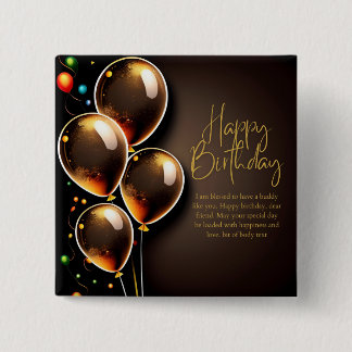 Black and Gold Birthday Button