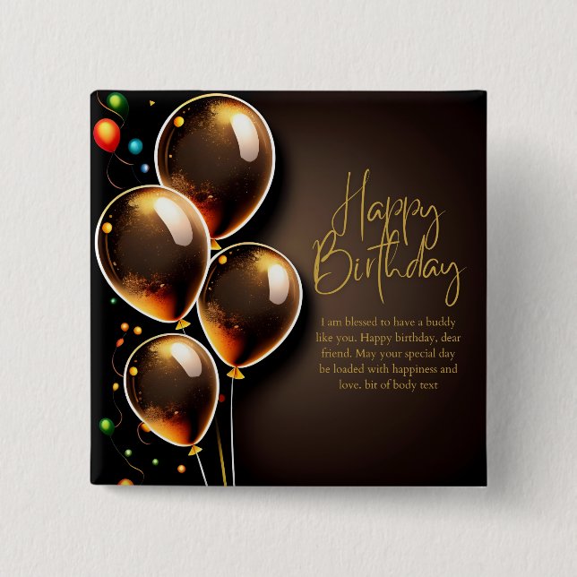 Black and Gold Birthday Button (Front)