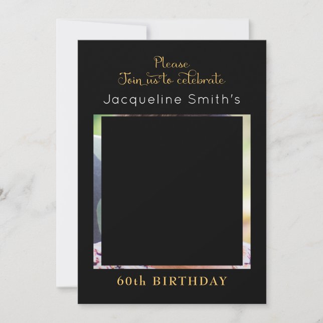 Black And Gold Birthday Invitation (Front)