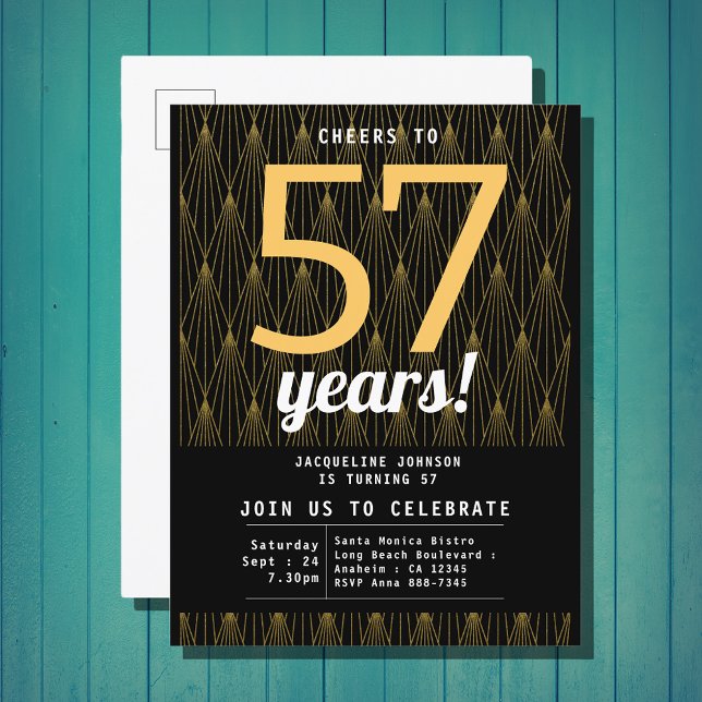 Black And Gold Birthday Invitation Postcard (Creator Uploaded)