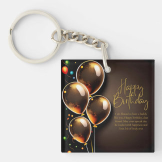Black and Gold Birthday Keychain