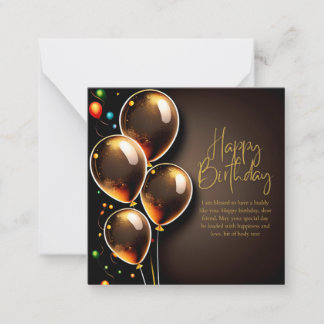 Black and Gold Birthday Note Card