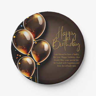 Black and Gold Birthday Paper Plates