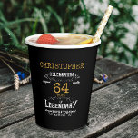 Black And Gold Birthday Party Paper Cups<br><div class="desc">For those celebrating their birthday we have the ideal birthday party cups with a vintage feel. The black background with a white and gold vintage typography design design is simple and yet elegant with a retro feel. Easily customize the text of this birthday plate using the template provided. Part of...</div>