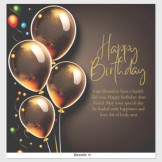 Black and Gold Birthday Sticker