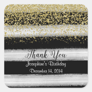 Black and Gold Birthday Stickers