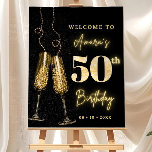 Black and Gold Birthday Welcome Sign Editable Bday