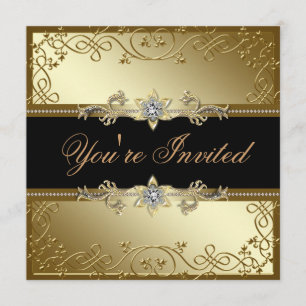 Black and Gold Black Tie Party Invitation
