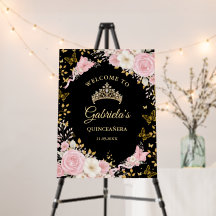 Black and Gold Blush Pink Quinceañera Welcome