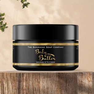 Black and Gold Body Butter Jar Label
