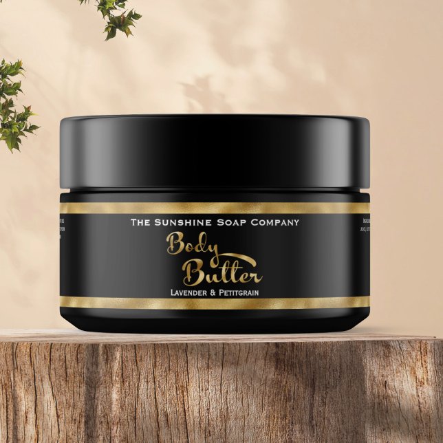Black and Gold Body Butter Jar Label (Creator Uploaded)