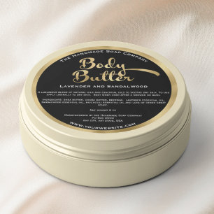 Black and Gold Body Butter Jar Label w Ingredients