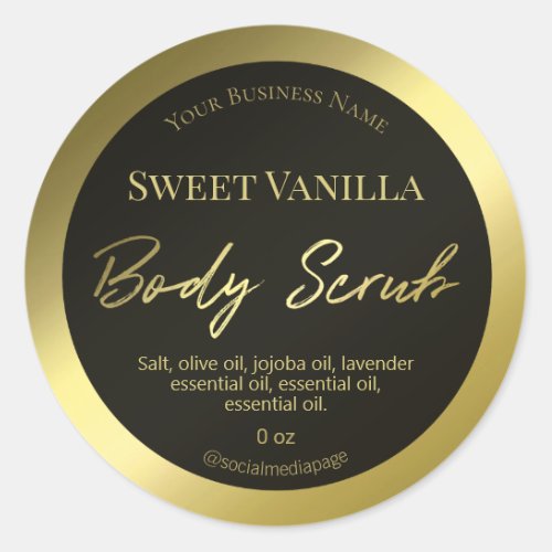 Black And Gold Body Scrub Product Label