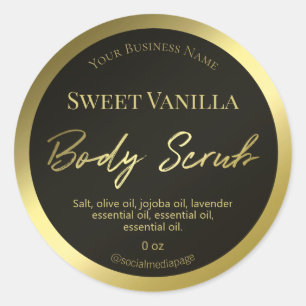 Black And Gold Body Scrub Product Label