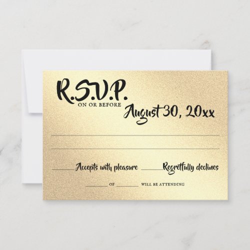 Black and Gold Bold Sketch Wedding Reply RSVP Card