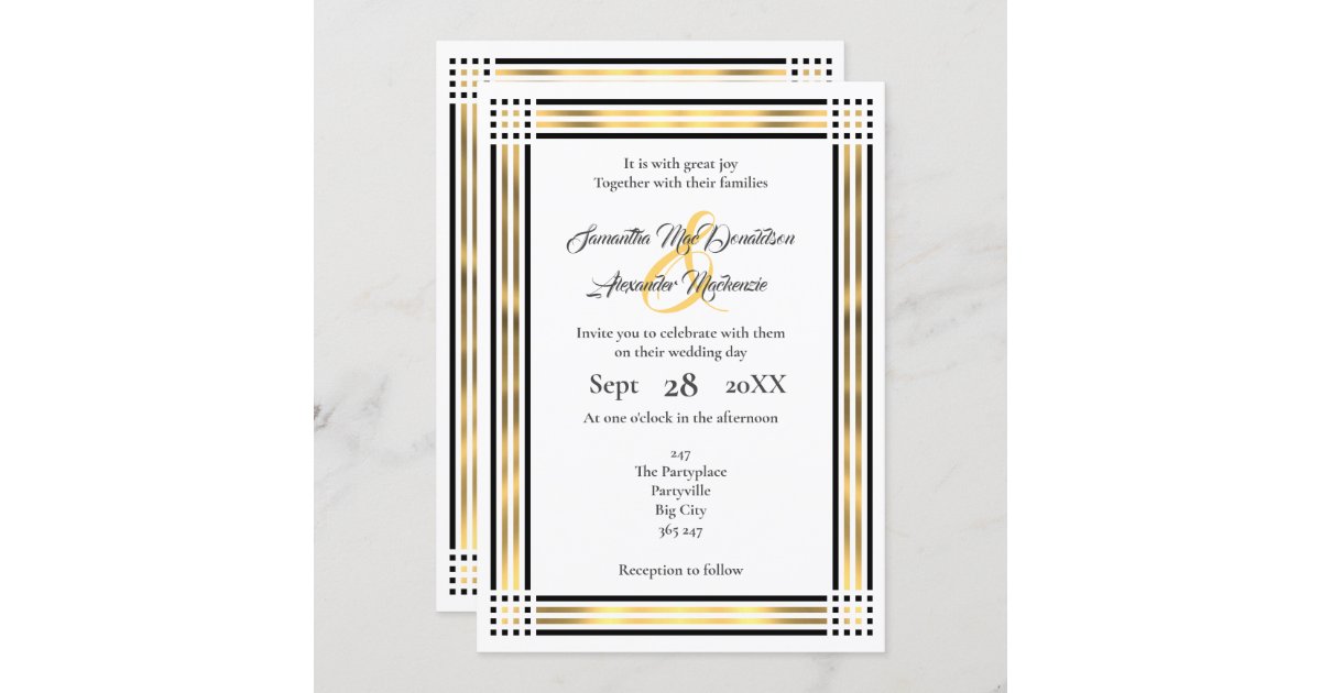 Black Border Frame Wedding Invitation Card 