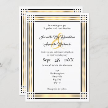 Black And Gold Border Wedding Invitation by personalized_wedding at Zazzle