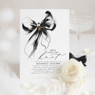 Black and Gold Bow Elegant Whimsical Bridal Shower Invitation