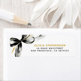 Black and Gold Bow Modern Whimsical Label