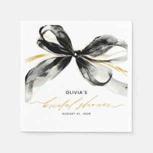 Black and Gold Bow Sophisticated Bridal Shower Napkins