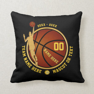 Black and Gold Boys Basketball Senior Night Gifts Throw Pillow