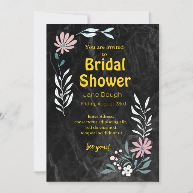 Black And Gold Bridal Shower Invitation (Front)