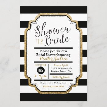 Black And Gold Bridal Shower Invitation by EllisonReed at Zazzle