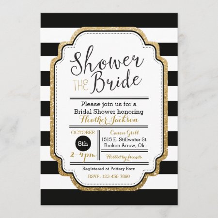 Black And Gold Bridal Shower Invitation