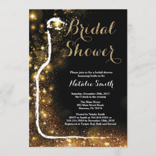 Black and Gold Bridal Shower Invitation Wine
