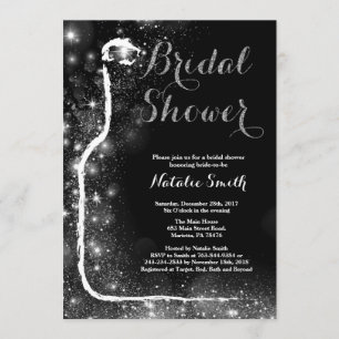 Black and Gold Bridal Shower Invitation Wine