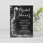 Black and Gold Bridal Shower Invitation Wine (Standing Front)