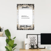 Black and Gold Bridal Shower Photo Booth Frame Poster (Home Office)