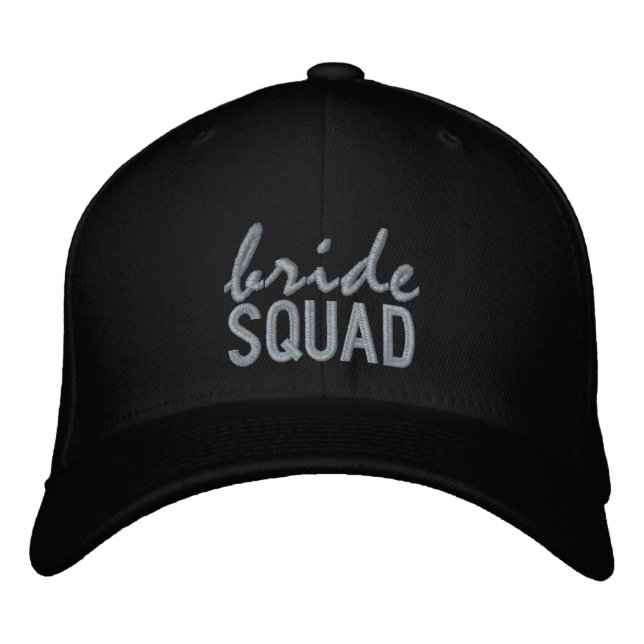 Black and Gold Bride Squad Embroidered Baseball Hat (Front)