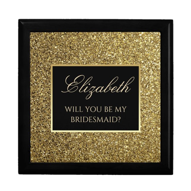 Black and Gold Bridesmaid Proposal Box (Front)