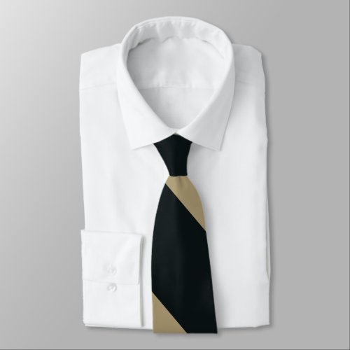 Black and Gold Broad University Stripe Neck Tie
