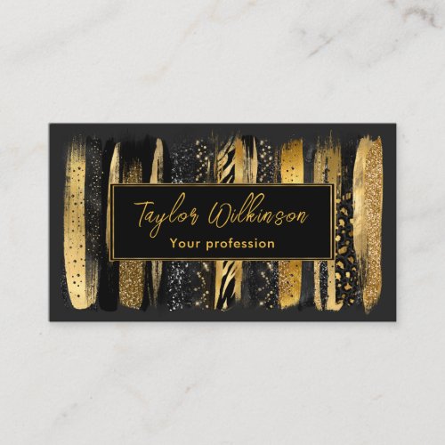 Black and Gold Brush Strokes Business Card