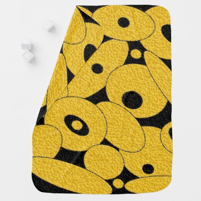 Black and Gold Bubble Orbs baby blanket (In Situ)