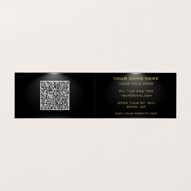 Black and Gold Business Card with QR Code (Inside Unfolded)
