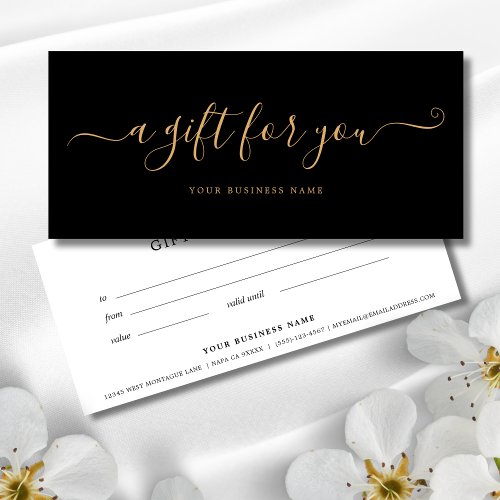 Black and Gold Business Gift Certificate Simple 
