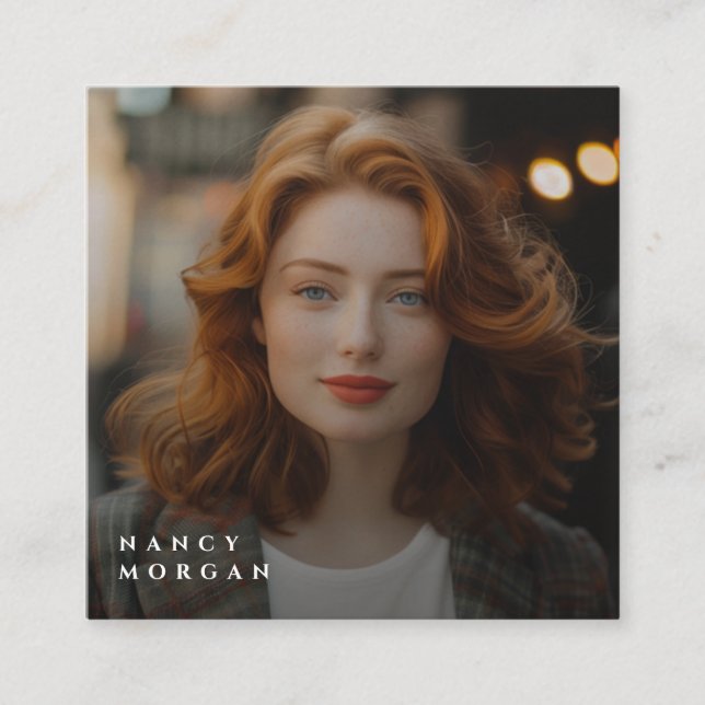 Black And Gold  Business Logo Photo QR Code Square Business Card (Front)