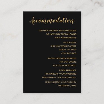 Black and Gold Calligraphy accommodation card