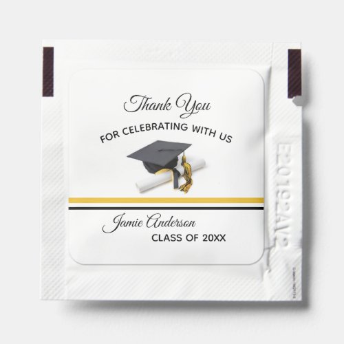 Black and Gold Cap  Tassel  Graduation Hand Sanitizer Packet