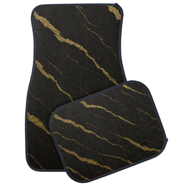 Black and gold  car floor mat (Set)