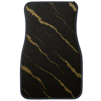 Black and gold car floor mat