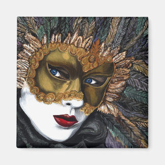 Black and Gold Carnival Mask by PSOVART Magnet